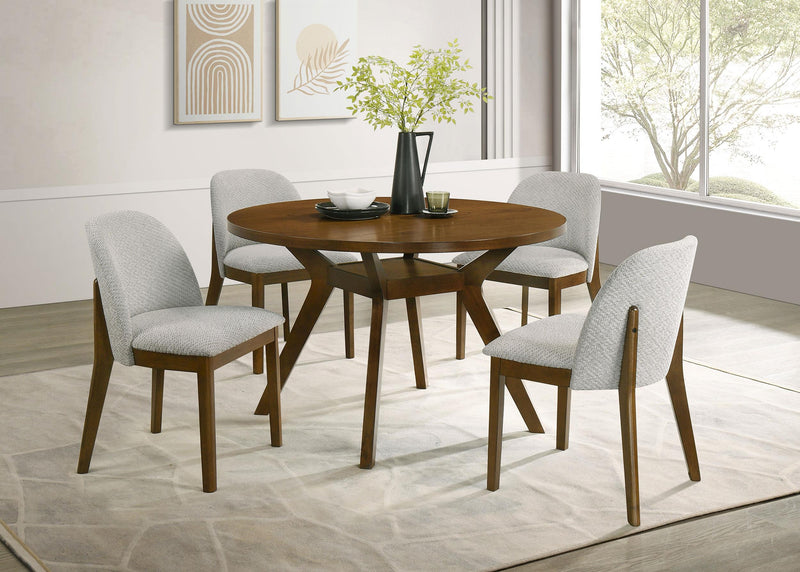 Mueller 5-piece 48-inch Round Dining Set Brown and Beige - 193580-S5