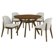 Mueller 5-piece 48-inch Round Dining Set Brown and Beige - 193580-S5