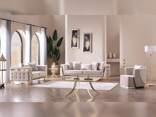 Munich 3-pieces (Sofa & Loveseat & Chair) Livingroom Set Cream in Cream - 101-MUN-TRK276-321