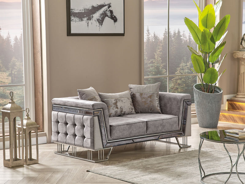 Munich Stationary Loveseat Grey in Grey - 101-MUN-TRK375-2