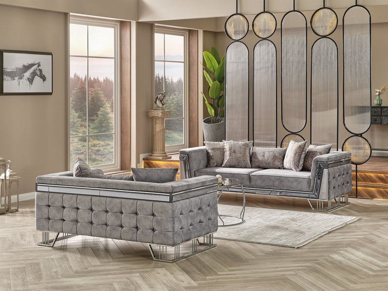 Munich Stationary Loveseat Grey in Grey - 101-MUN-TRK375-2