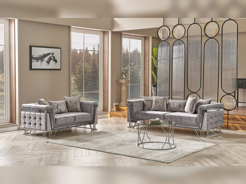 Munich Stationary Loveseat Grey in Grey - 101-MUN-TRK375-2