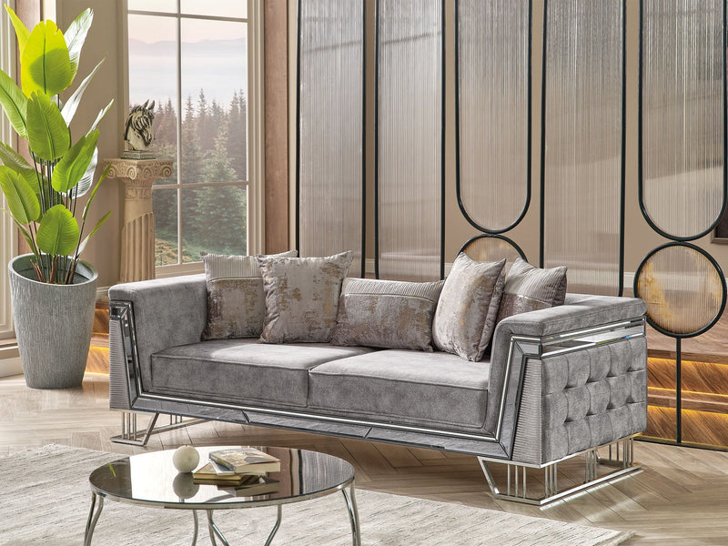 Munich Stationary Sofa Grey in Grey - 101-MUN-TRK375-3