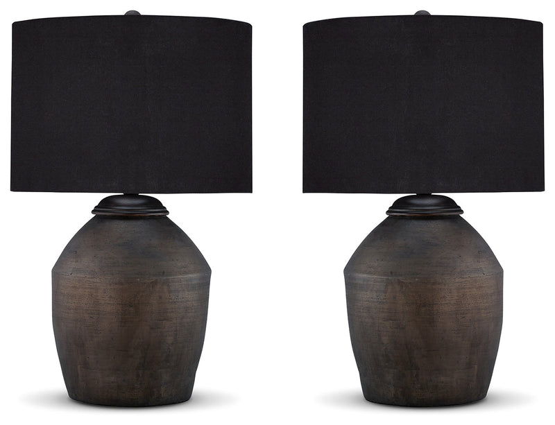 Naareman 2-Piece Table Lamp Set in Metallic Black - PKG019343