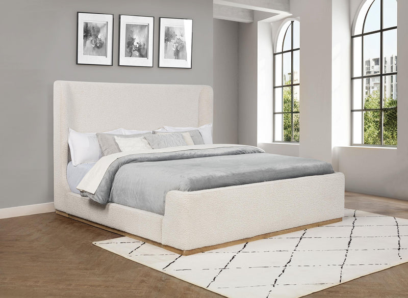 Nala Eastern King Bouclé Upholstered Platform Bed Cream - 302046KE