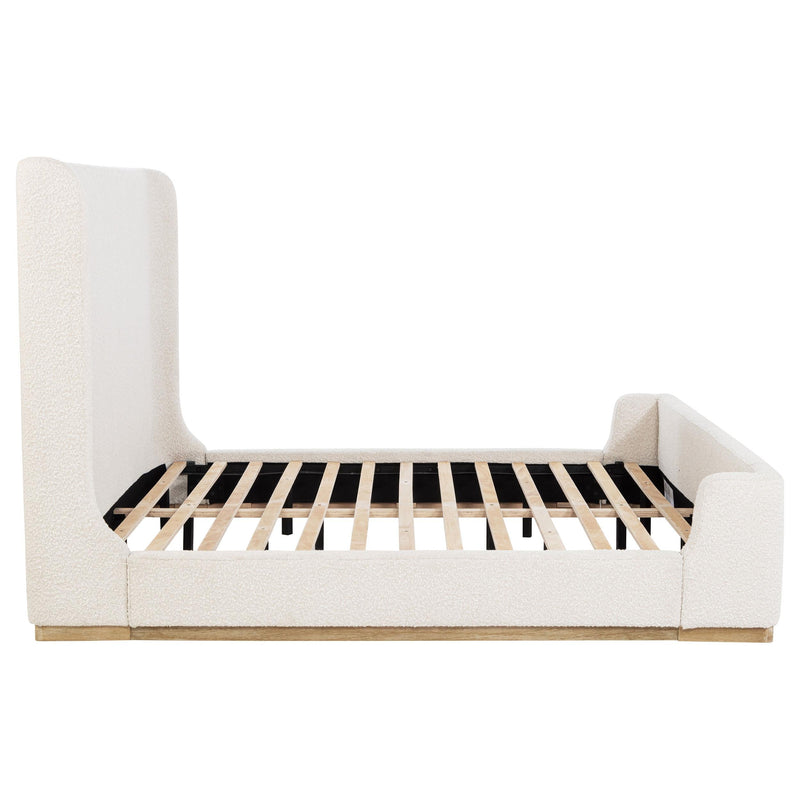 Nala Eastern King Bouclé Upholstered Platform Bed Cream - 302046KE