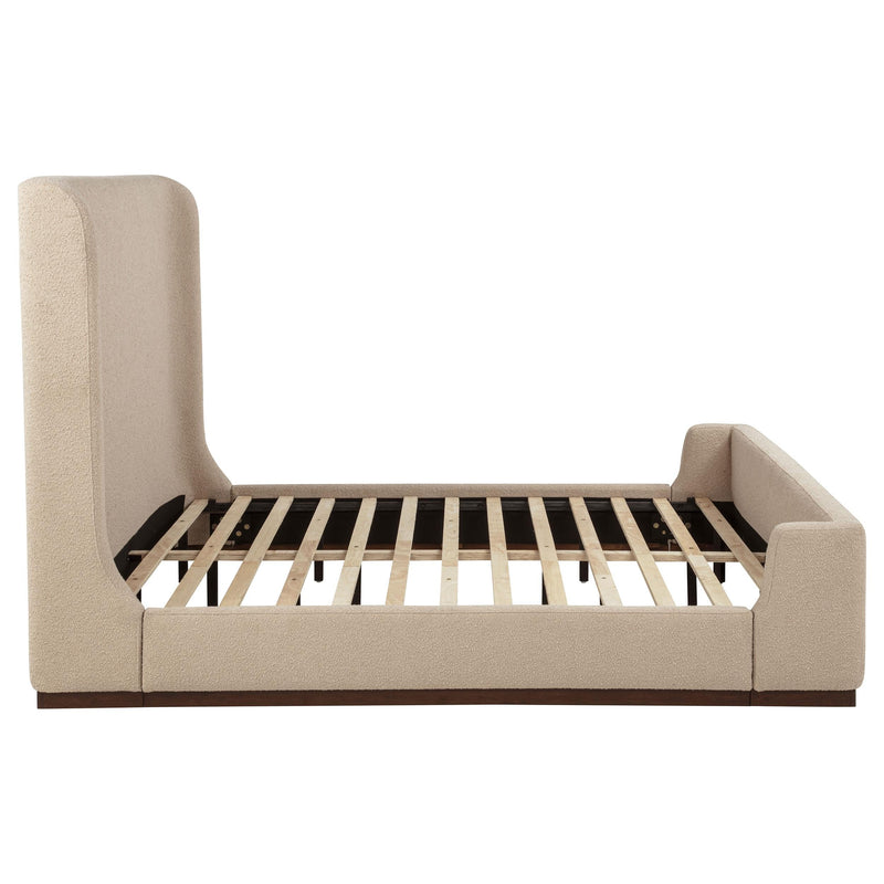 Nala Eastern King Fabric Upholstered Platform Bed Tan - 315978KE