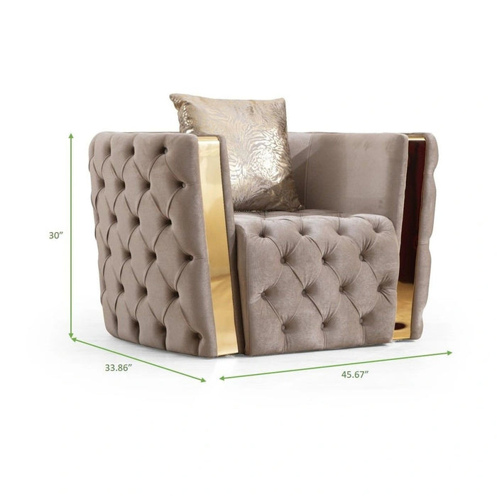 Naomi Living Room Set In Tufted Velvet