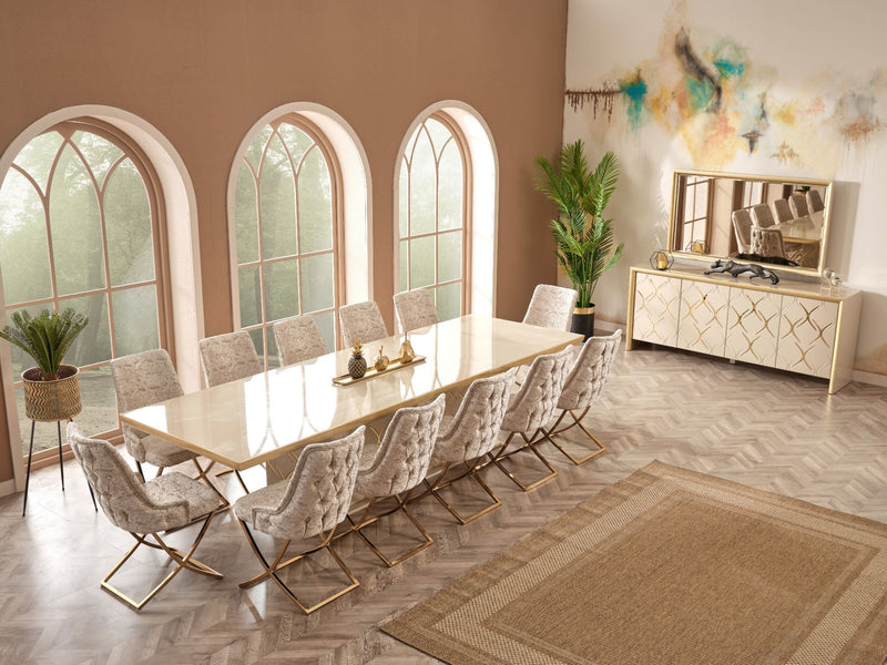 Napoli Diningroom (Consol With Mirror & Dining Table & Dining Chair) - For 12 People - 115-NAP-12-SET-1