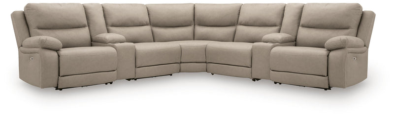Narwhal Place Pebble 7-Piece Reclining Sectional with Storage Consoles - PC99201S34