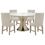 Naser 5-piece 48-inch Round Dining Table Set Beige and Light Oak - 115480LTO-S5