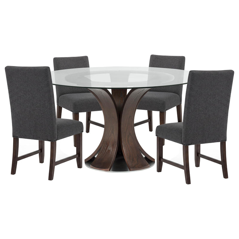 Naser 5-piece 48-inch Round Dining Table Set Grey and Dark Walnut - 115480DWA-S5