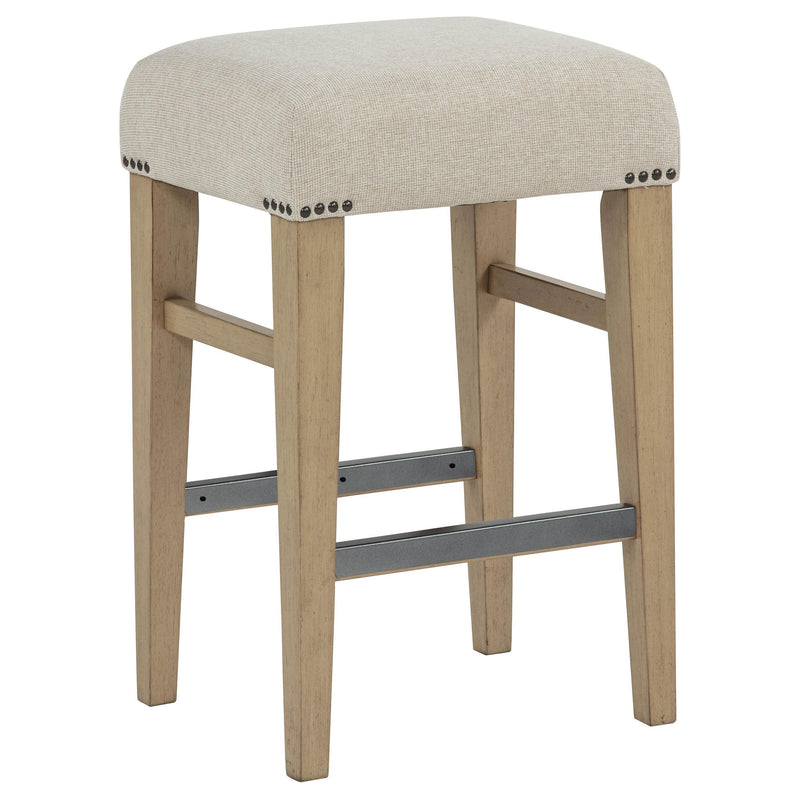Naser Upholstered Counter Stool Beige and Light Oak (Set of 2) - 115487LTO