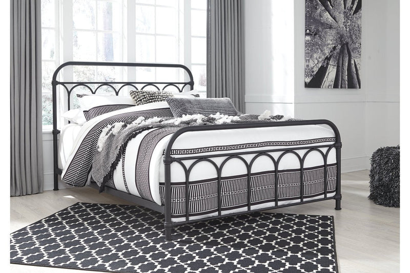 Nashburg Black Queen Metal Bed - DMV FurnitureQueen Bed