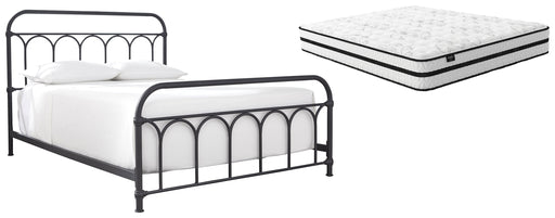 Nashburg Queen Metal Bed with Mattress in Black from Ashley - DMV Furniture