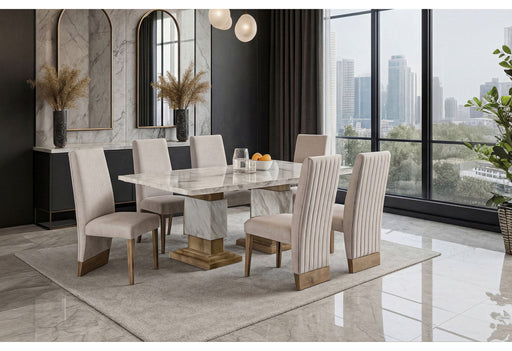 D12 Dining Table Natural+ 6 D12 Dining Chair Beige Natural - D12DT-NAT+6 D12DC-BEIGE/NAT