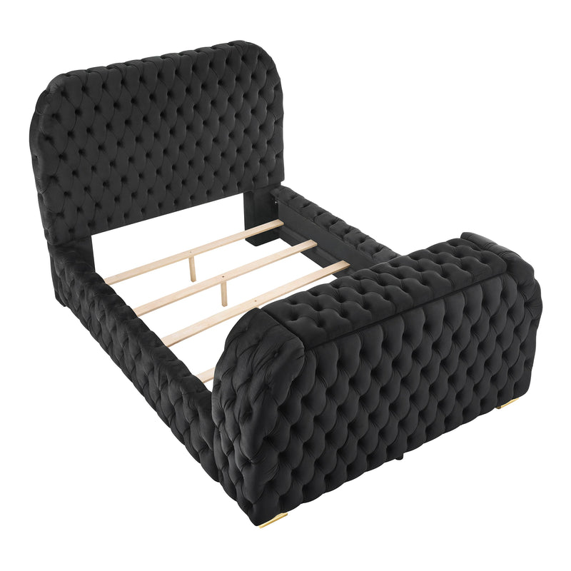 Natalia Black Queen Upholstered Fireplace Bed with TV Lift - DMV FurnitureQueen Bed