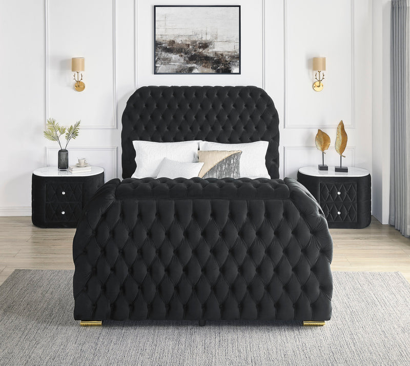 Natalia Black Upholstered Bedroom Set with TV Lift - DMV FurnitureBedroom Set