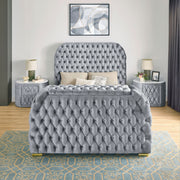 Natalia Gray Queen Upholstered Fireplace Bed with TV Lift - DMV FurnitureQueen Bed