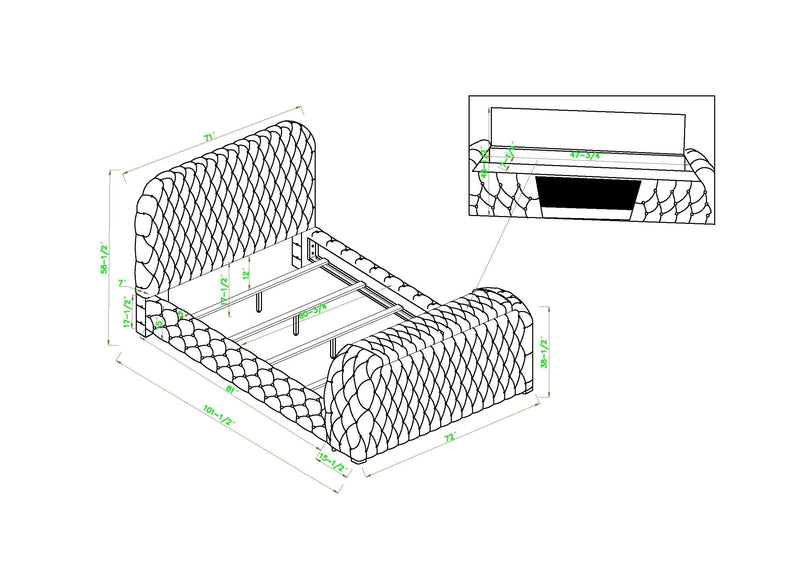 Natalia Gray Queen Upholstered Fireplace Bed with TV Lift - DMV FurnitureQueen Bed