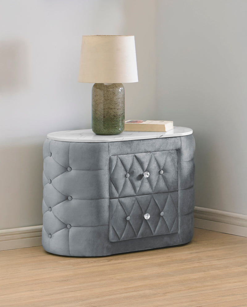 Natalia Gray Upholstered Bedroom Set with TV Lift - DMV FurnitureBedroom Set