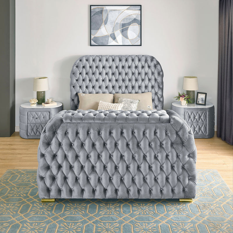 Natalia Gray Upholstered Bedroom Set with TV Lift - DMV FurnitureBedroom Set