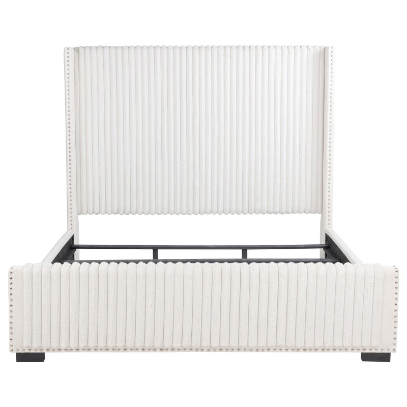 Natasha 65-inch Upholstered Eastern King Wingback Bed Cream - 306051KE