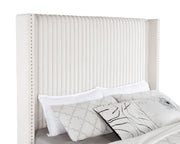 Natasha 65-inch Upholstered Eastern King Wingback Bed Cream - 306051KE
