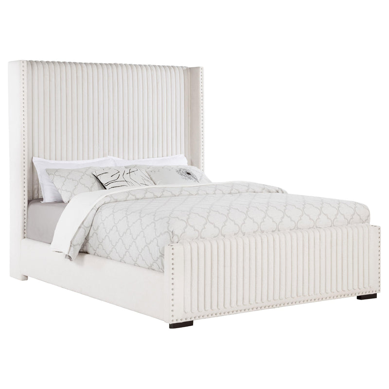 Natasha 65-inch Upholstered Queen Wingback Bed Cream - 306051Q