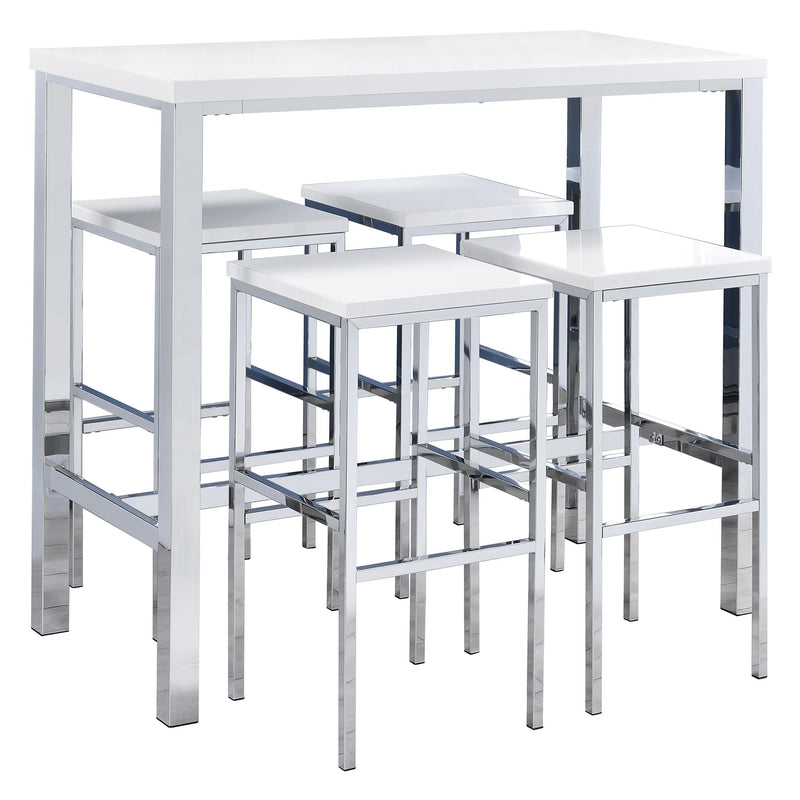 Natividad 5-piece Pub Height Bar Table Set White High Gloss - 182525