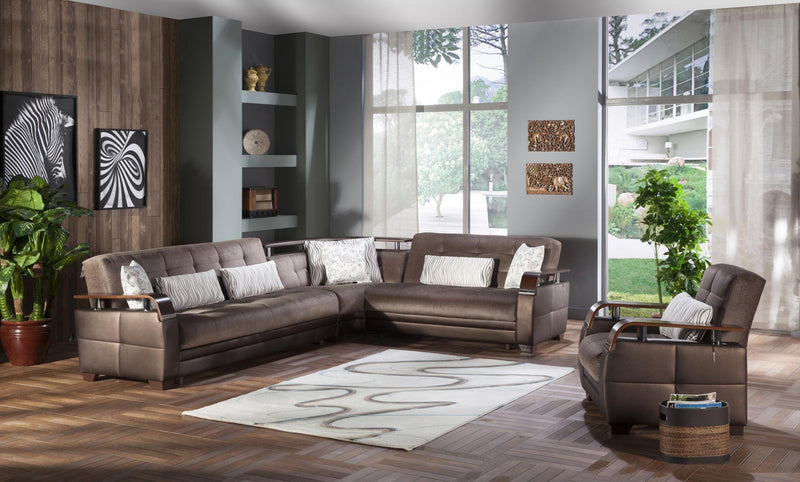Natural Sectional (Prestige Brown) 4 Pieces - DMV FurnitureSleeper Sectional