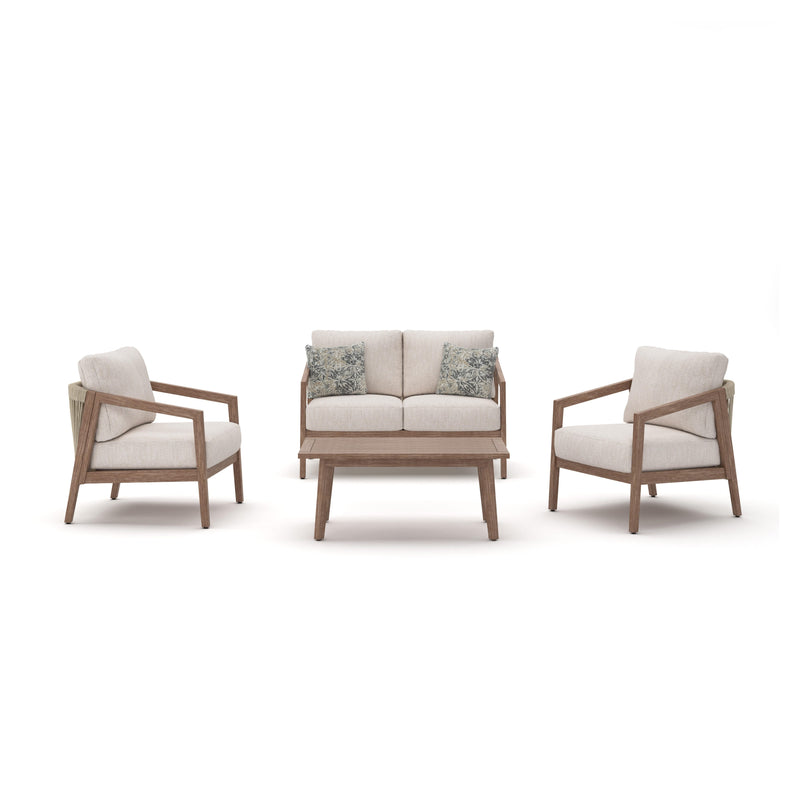 Nature Lane Brown/White Outdoor Sofa/Chairs/Table (Set of 4) - PCP355-081