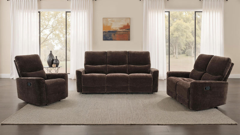 Navarro 3-piece Upholstered Reclining Sofa Set Dark Brown - 609571-S3