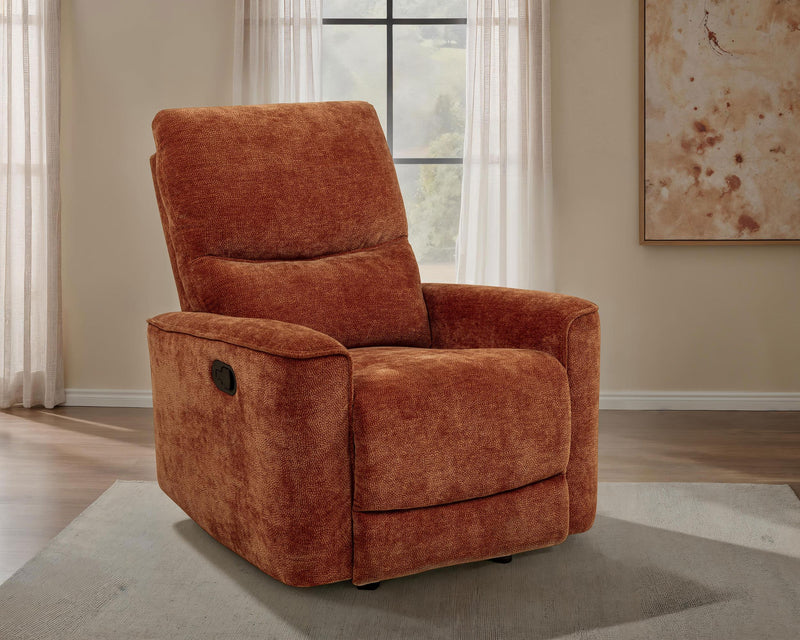 Navarro Chenille Upholstered Glider Recliner Burnt Orange - 609576