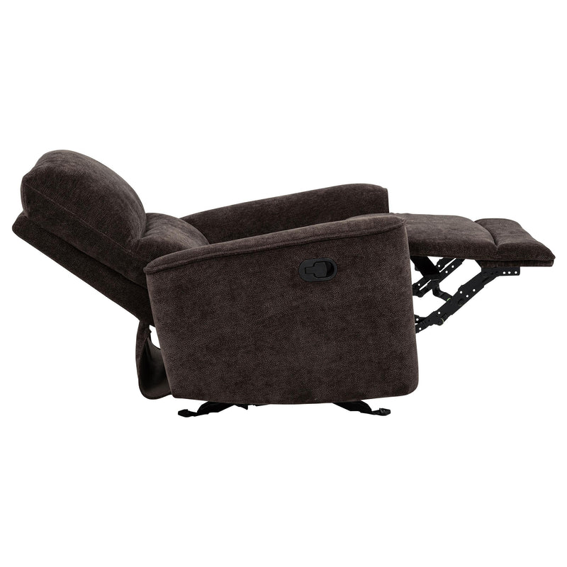Navarro Chenille Upholstered Glider Recliner Dark Brown - 609573