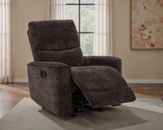 Navarro Chenille Upholstered Glider Recliner Dark Brown - 609573