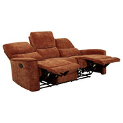 Navarro Chenille Upholstered Reclining Sofa Burnt Orange - 609574