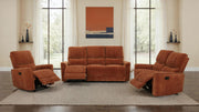 Navarro Chenille Upholstered Reclining Sofa Burnt Orange - 609574