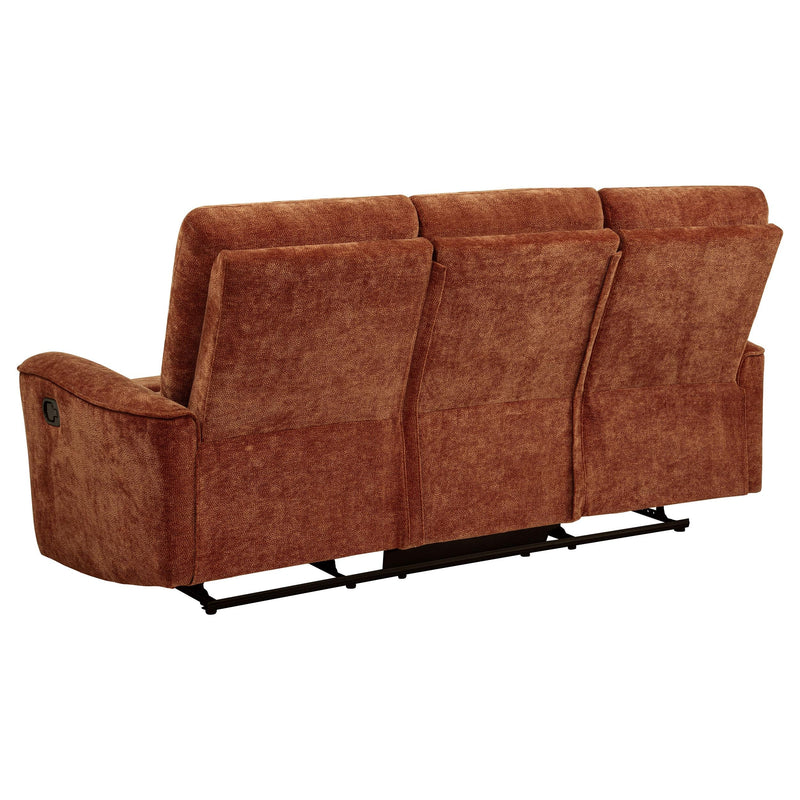 Navarro Chenille Upholstered Reclining Sofa Burnt Orange - 609574