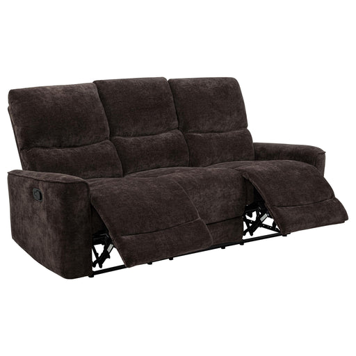 Navarro Chenille Upholstered Reclining Sofa Dark Brown - 609571