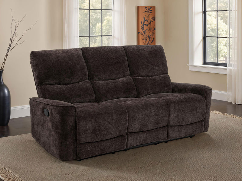 Navarro Chenille Upholstered Reclining Sofa Dark Brown - 609571