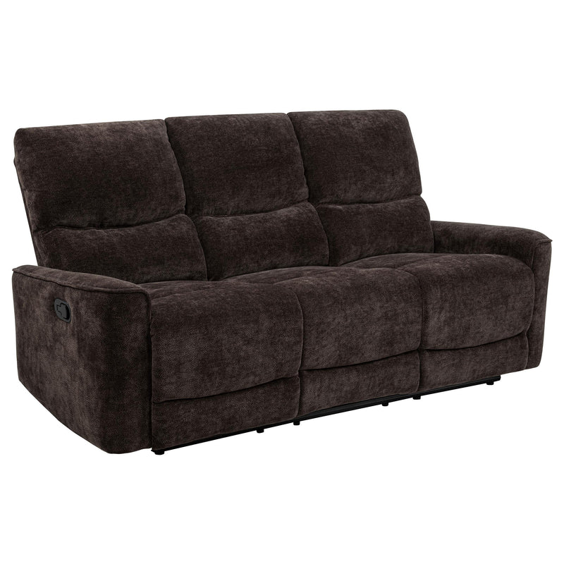Navarro Chenille Upholstered Reclining Sofa Dark Brown - 609571