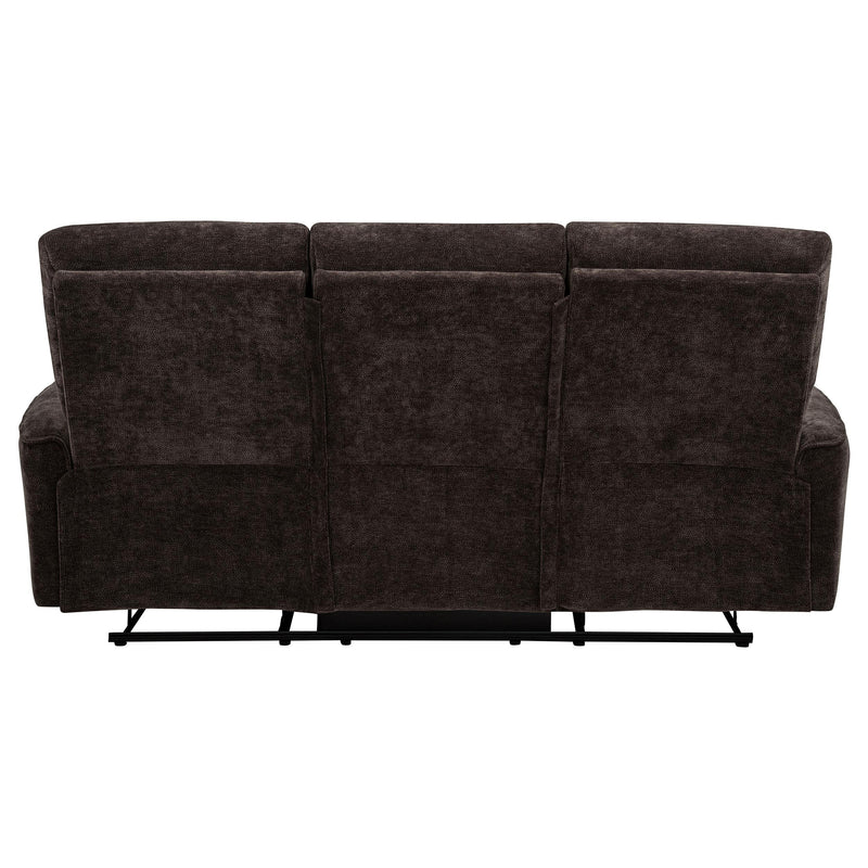 Navarro Chenille Upholstered Reclining Sofa Dark Brown - 609571