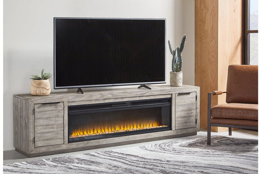 Naydell Gray 92" TV Stand with Electric Fireplace - DMV FurnitureTV Stand