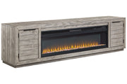 Naydell Gray 92" TV Stand with Electric Fireplace - DMV FurnitureTV Stand