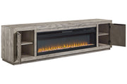 Naydell Gray 92" TV Stand with Electric Fireplace - DMV FurnitureTV Stand