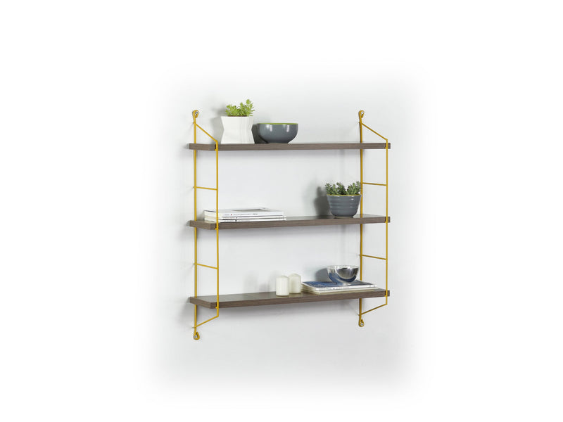 Neelix Triple Shelf in Walnut-Yellow - 760-NEE-MT191102