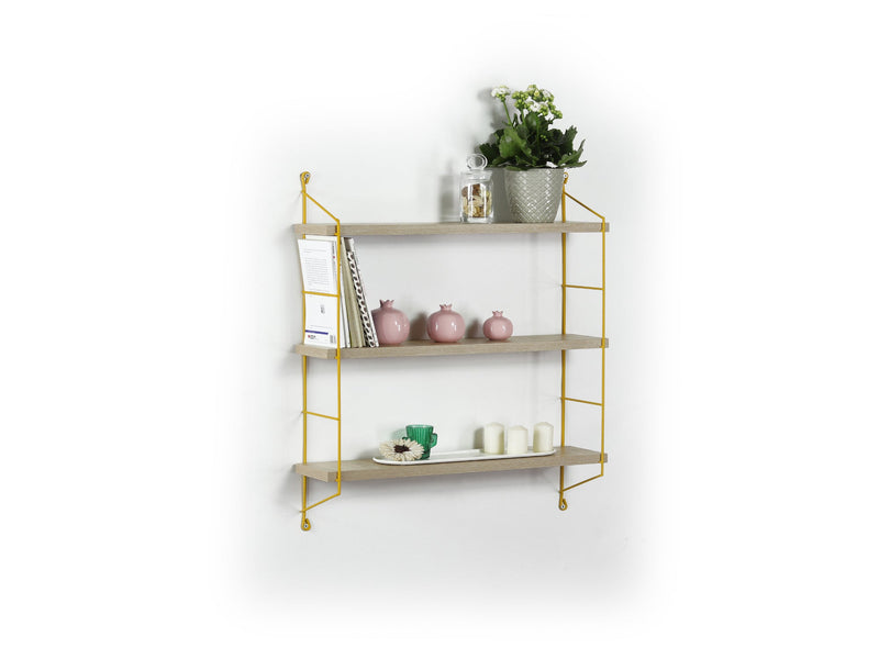 Neelix Triple Shelf in Walnut-Yellow - 760-NEE-MT191102