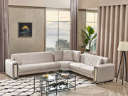 Nefes Sectional Sofa in Cream - 200-SER-NEF-VELVET938-S