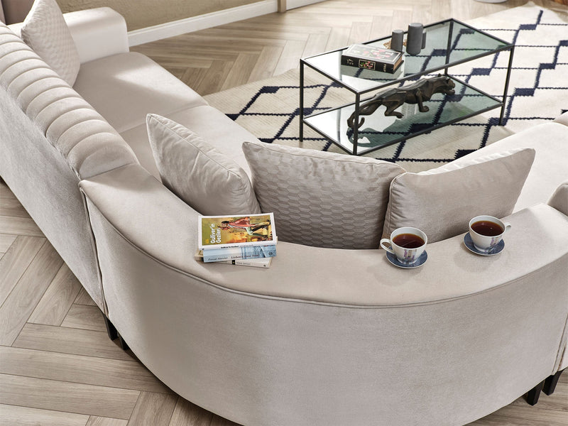 Nefes Sectional Sofa in Cream - 200-SER-NEF-VELVET938-S